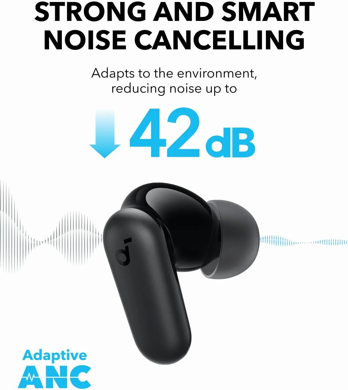 P30I by Noise Cancelling Earbuds, Strong and Smart Noise Cancelling, Powerful Bass, 45H Playtime, 2-In-1 Case and Phone Stand, IP54, Wireless Earbuds, Bluetooth 5.4